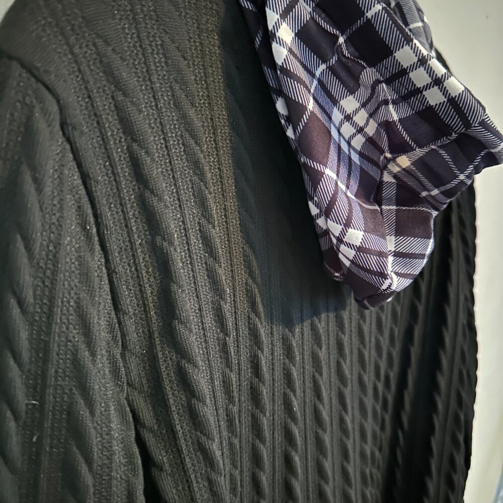 Cowl Neck Plaid Lightweight Hoodie Women's Size M - Picture 5 of 8